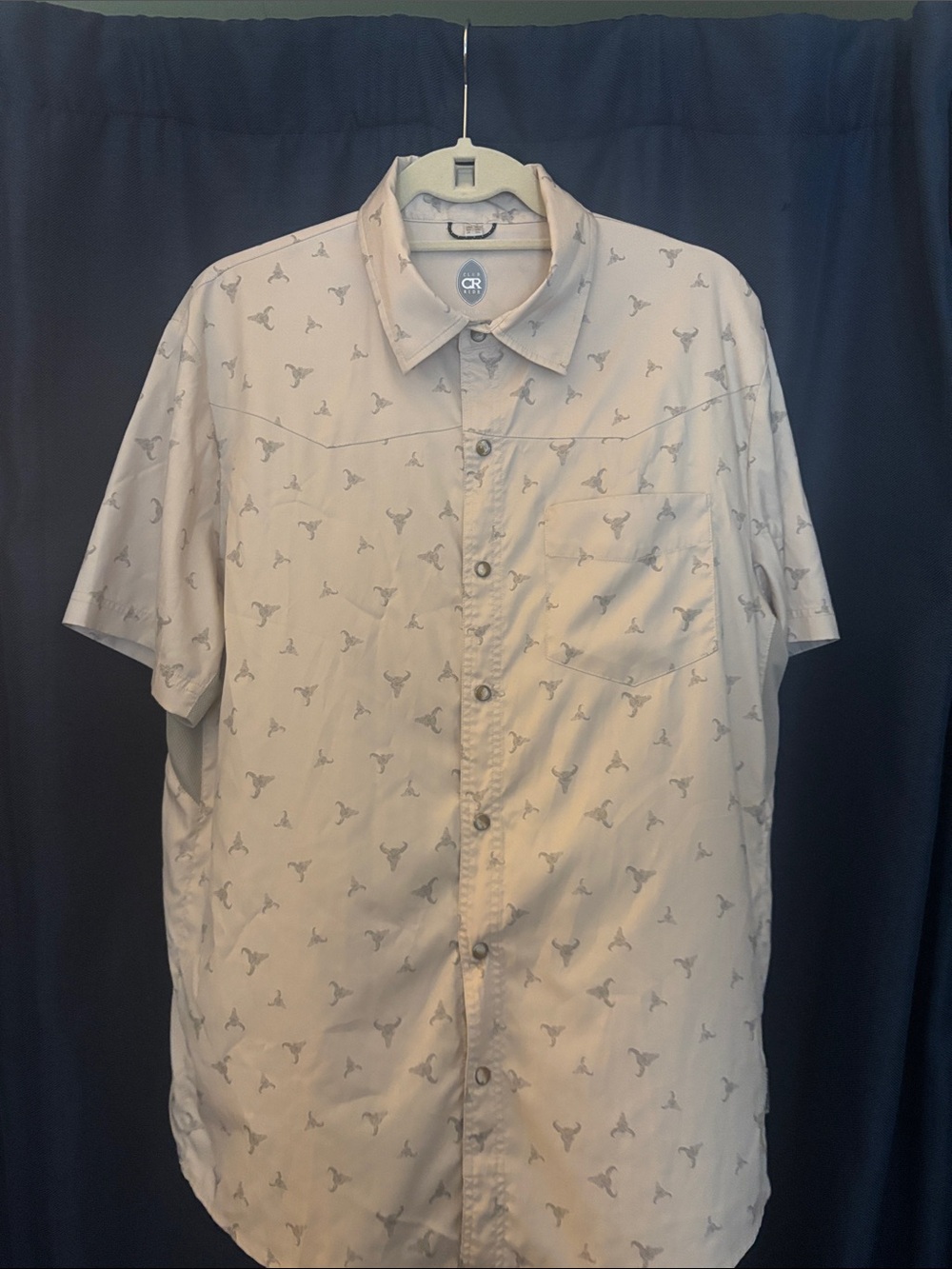Club Ride “New West” khaki skull pattern short sleeve MTB shirt
 Size XL